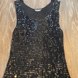 Black Sequin Sleeveless Top